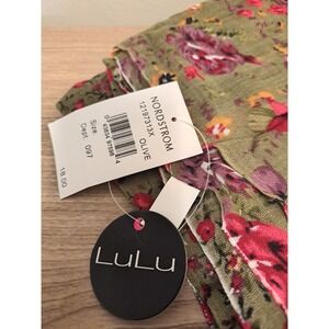 LuLu Nordstrom Olive Floral Viscose Scarf Lightweight Wrap